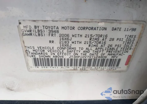 1999 Toyota Rav4 from USA, damaged, VIN JT3HP10V7X7124806